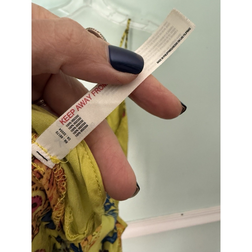 Anthropologie Silky Maxi Slip Dress Fairy Butterflies Chartreuse Yellow Sz Small - Picture 9 of 9